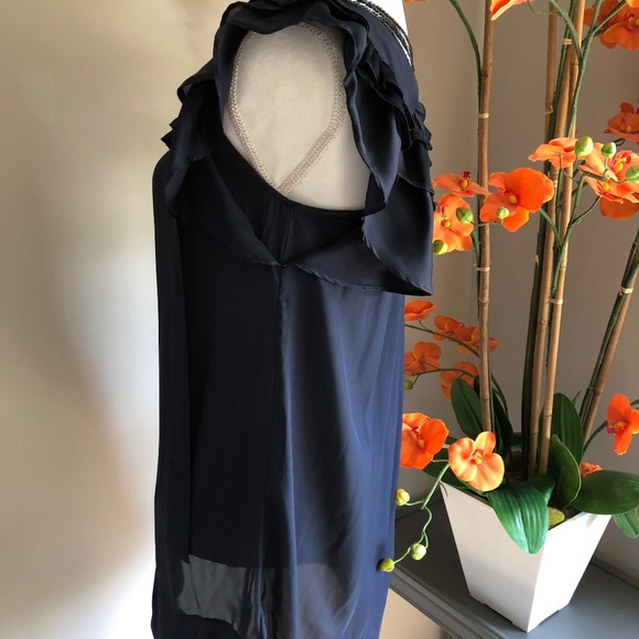 Navy Blue Ruffled Top - Picture 3 of 5